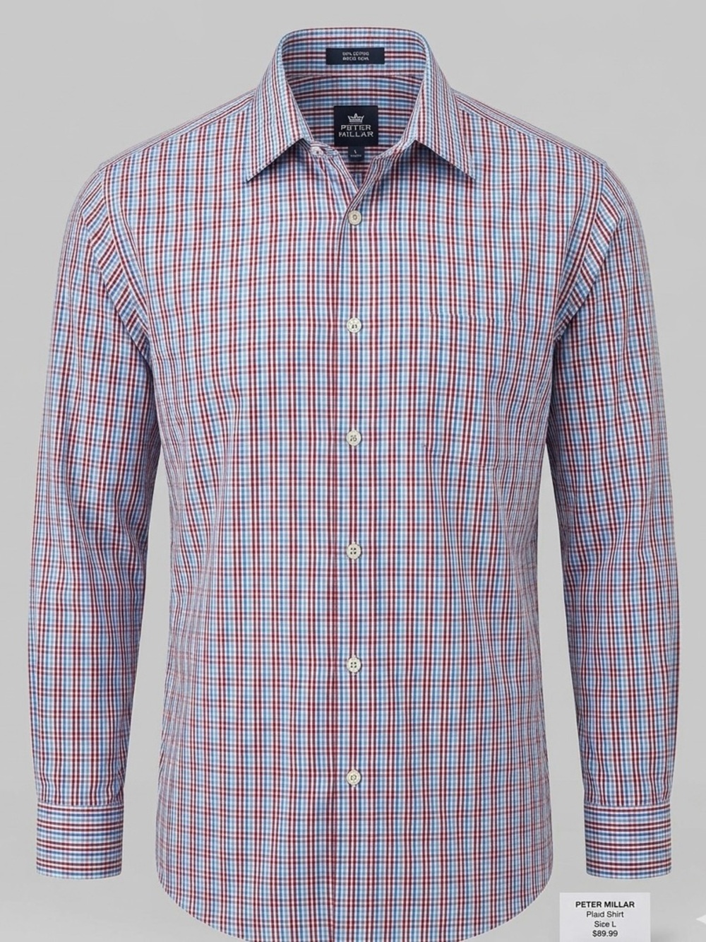 Peter Millar Men’s Long Sleeve Plaid Button-Down Shirt Size L